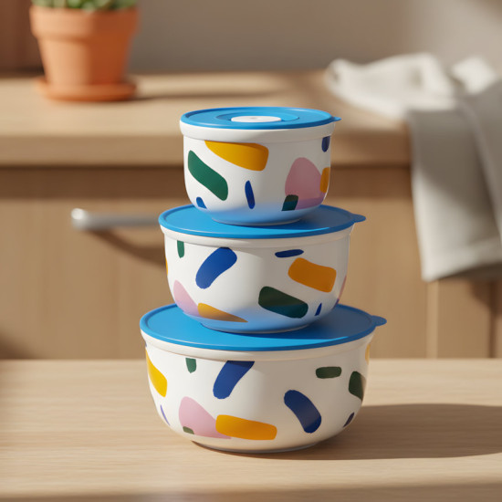 Metal Tupperware Set - 3 Pcs	